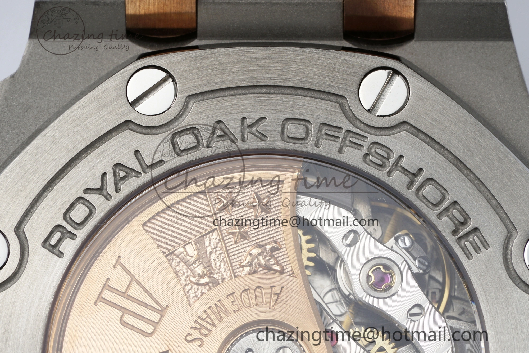 Practical Royal Oak Offshore 42mm SS APF 1:1 Best Edition RG Bezel Blue Dial on Black Leather Strap A 4668