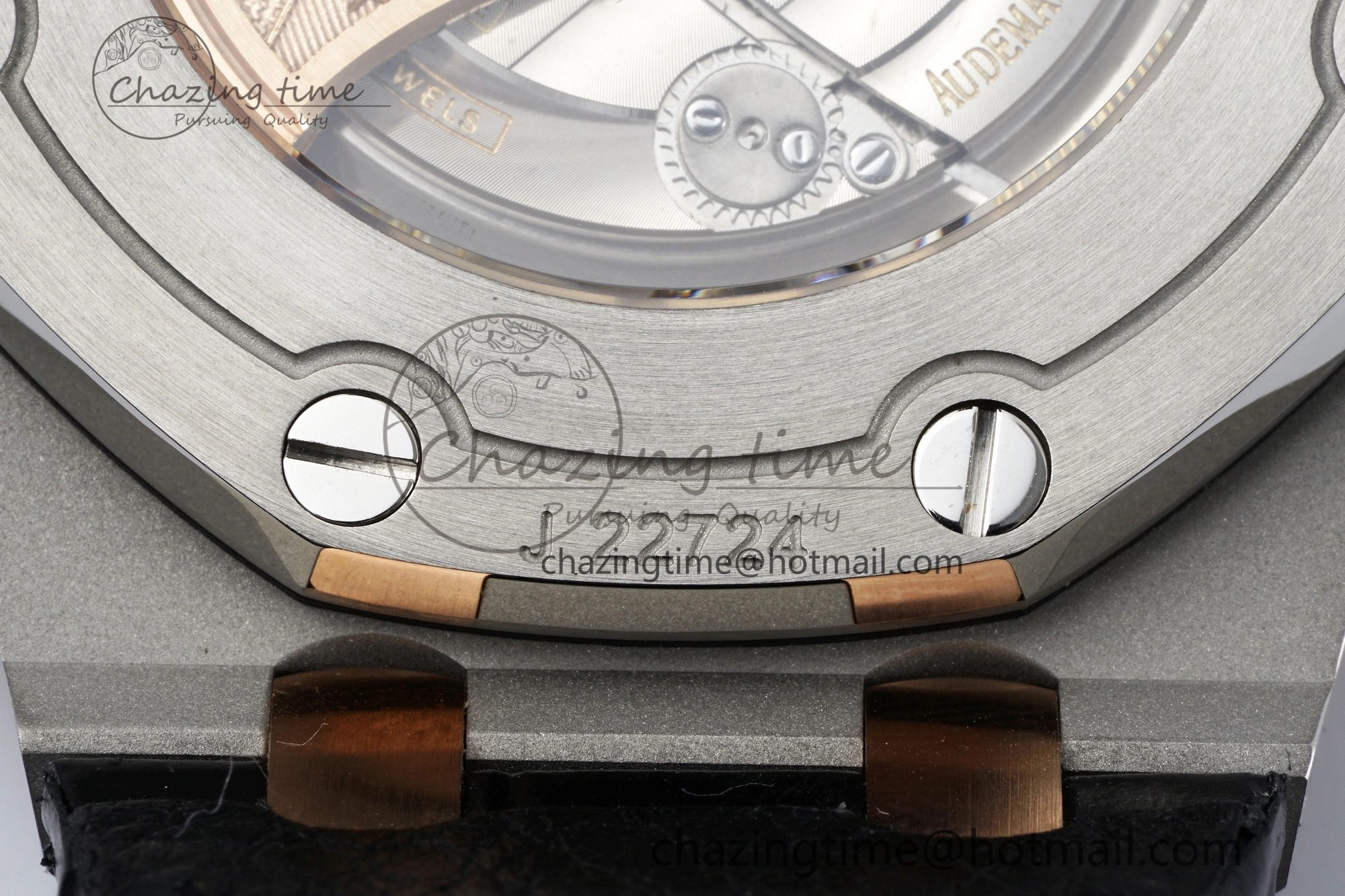 Practical Royal Oak Offshore 42mm SS APF 1:1 Best Edition RG Bezel Blue Dial on Black Leather Strap A 4668