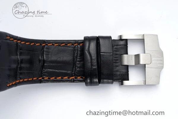 Practical Royal Oak Offshore 42mm SS APF 1:1 Best Edition RG Bezel Blue Dial on Black Leather Strap A 4668