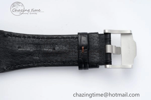 Practical Royal Oak Offshore 42mm SS APF 1:1 Best Edition RG Bezel Blue Dial on Black Leather Strap A 4668
