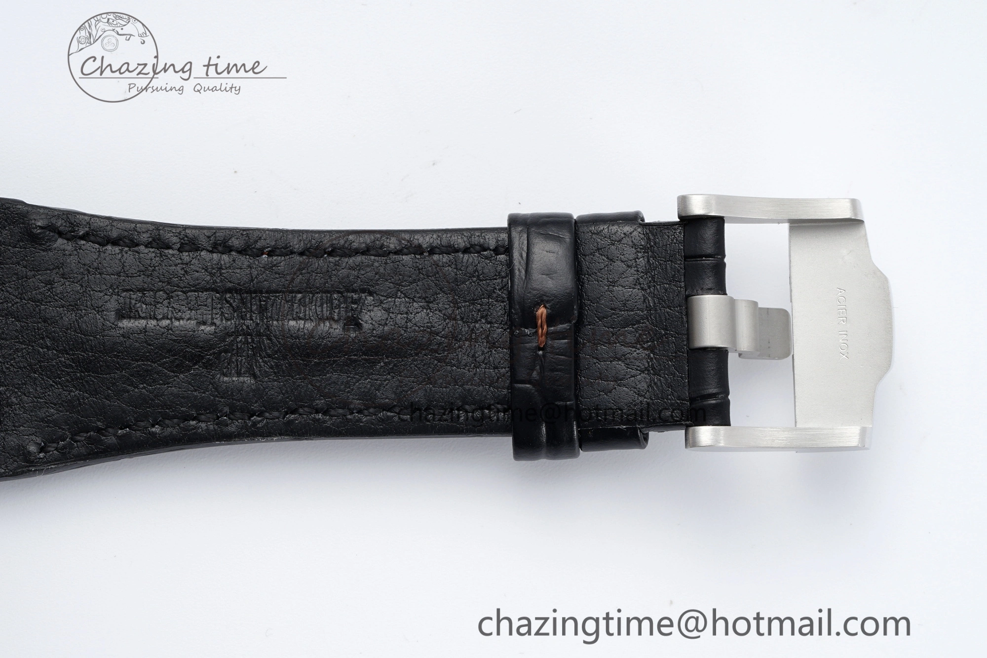 Practical Royal Oak Offshore 42mm SS APF 1:1 Best Edition RG Bezel Blue Dial on Black Leather Strap A 4668
