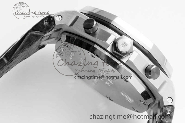 Royal Oak Offshore 42mm SS APF 1:1 Best Edition White Black Dial on Black Leather Strap A Resilient 4613