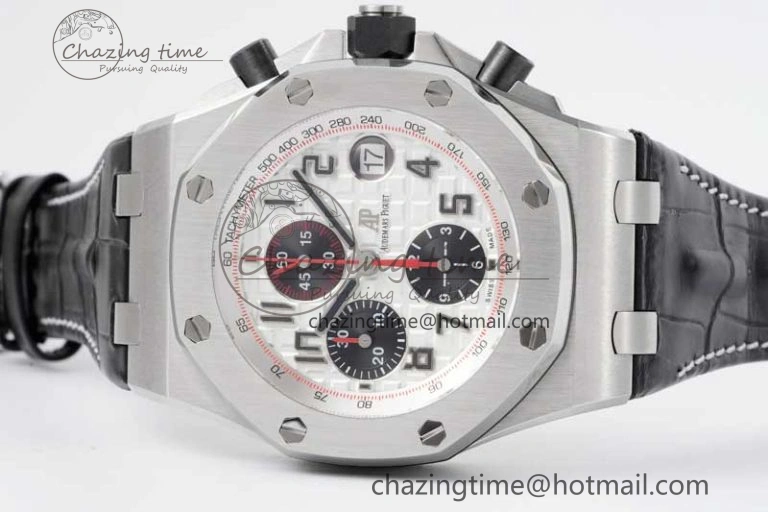 Royal Oak Offshore 42mm SS APF 1:1 Best Edition White Black Dial on Black Leather Strap A Resilient 4613