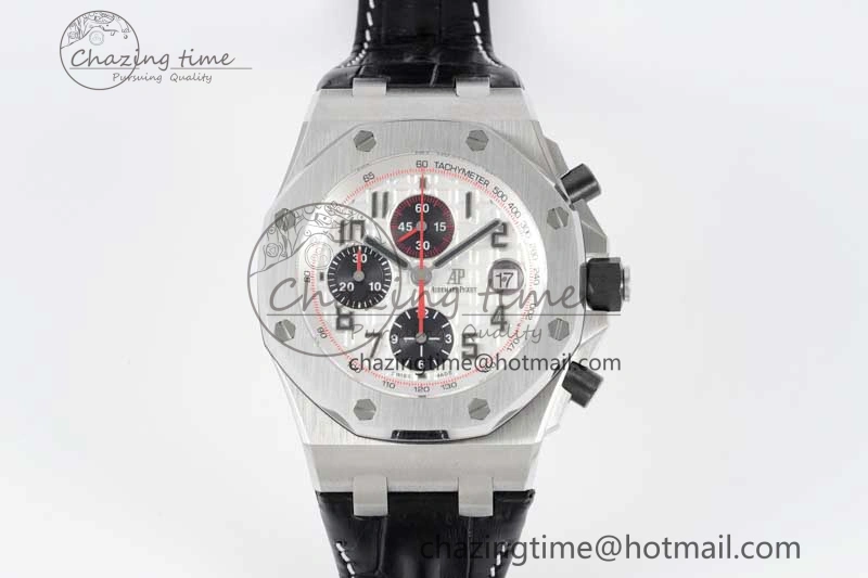 Royal Oak Offshore 42mm SS APF 1:1 Best Edition White Black Dial on Black Leather Strap A Resilient 4613