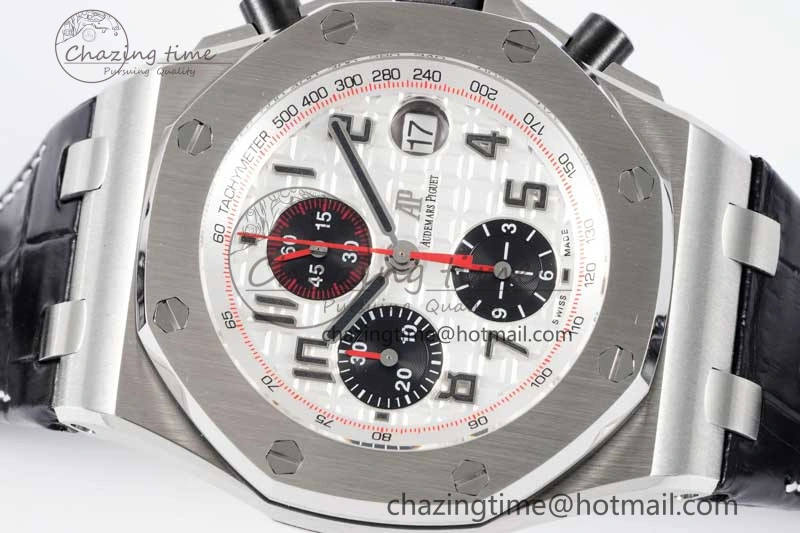 Royal Oak Offshore 42mm SS APF 1:1 Best Edition White Black Dial on Black Leather Strap A Resilient 4613