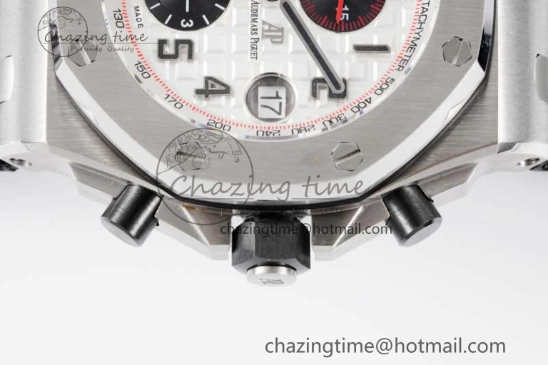 Royal Oak Offshore 42mm SS APF 1:1 Best Edition White Black Dial on Black Leather Strap A Resilient 4613