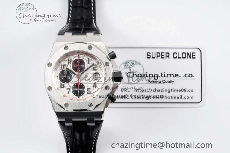 Royal Oak Offshore 42mm SS APF 1:1 Best Edition White Black Dial on Black Leather Strap A Resilient 4613