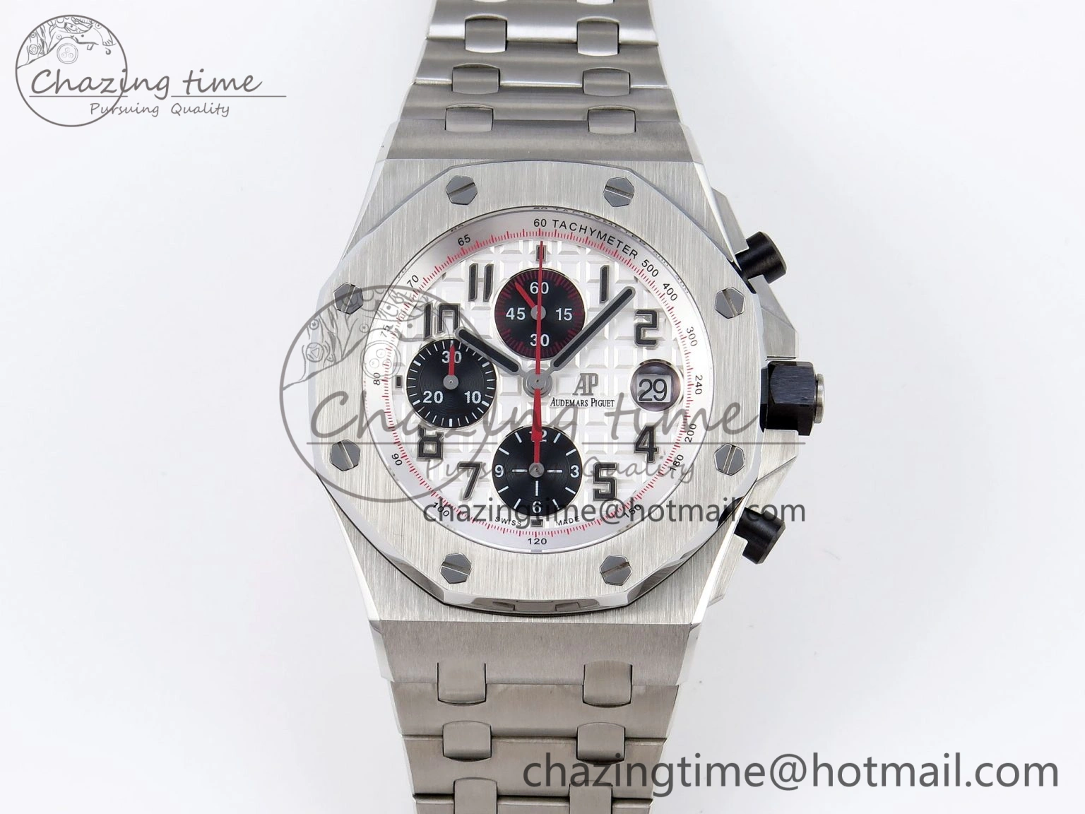 Royal Oak Offshore 42mm SS APF 1:1 Best Edition White Black Dial on SS Bracelet Strap A Contemporary 4536