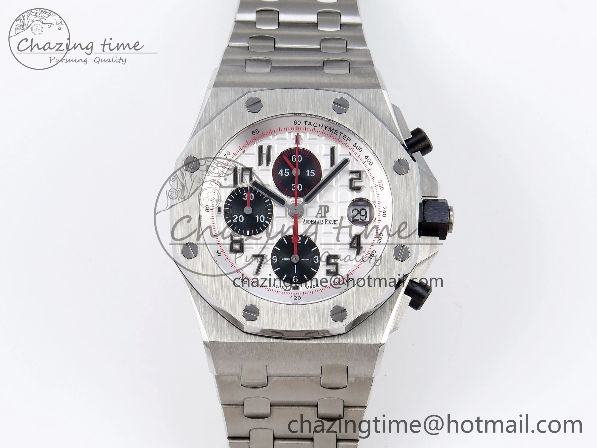 Royal Oak Offshore 42mm SS APF 1:1 Best Edition White Black Dial on SS Bracelet Strap A Contemporary 4536