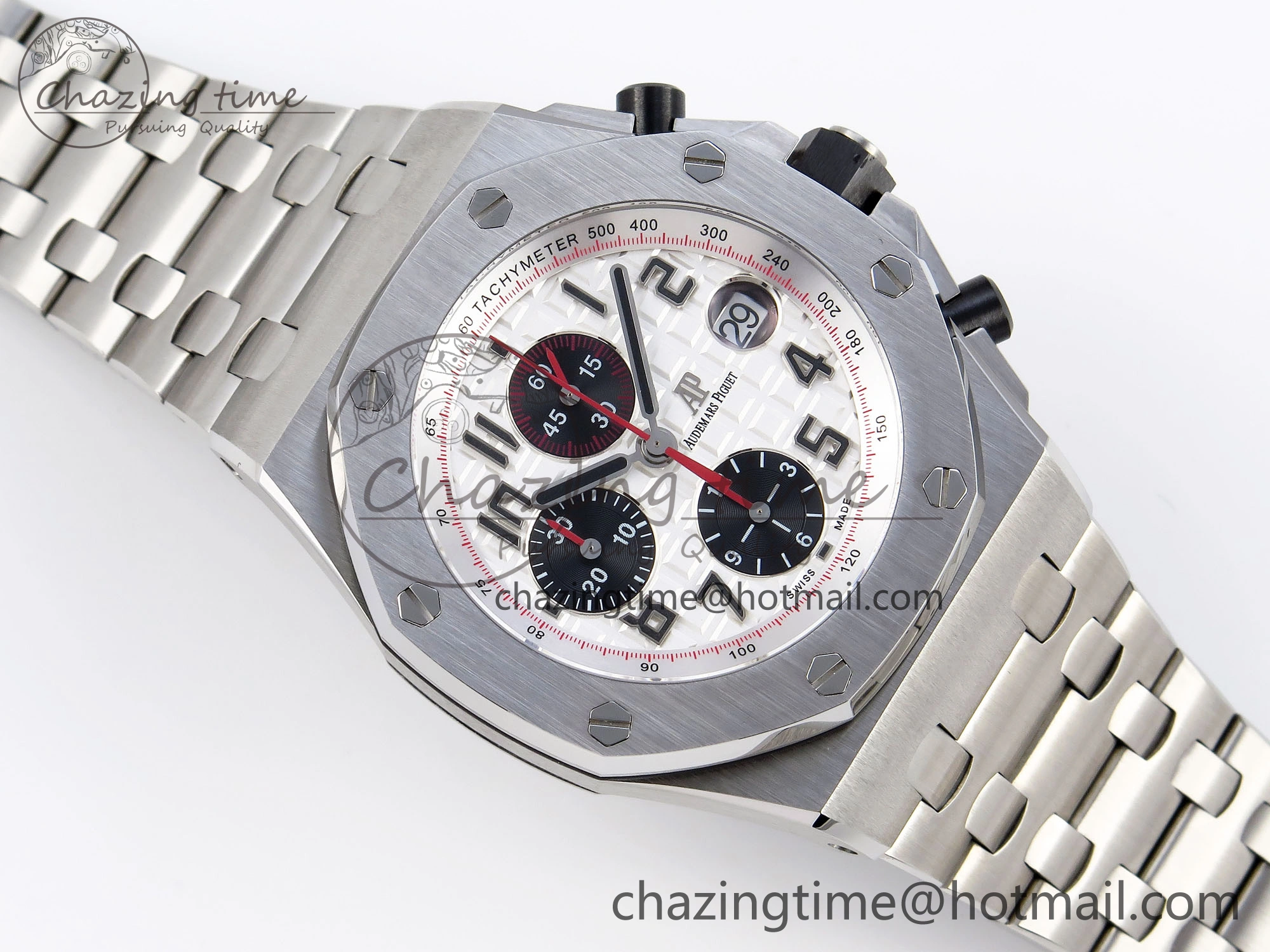 Royal Oak Offshore 42mm SS APF 1:1 Best Edition White Black Dial on SS Bracelet Strap A Contemporary 4536