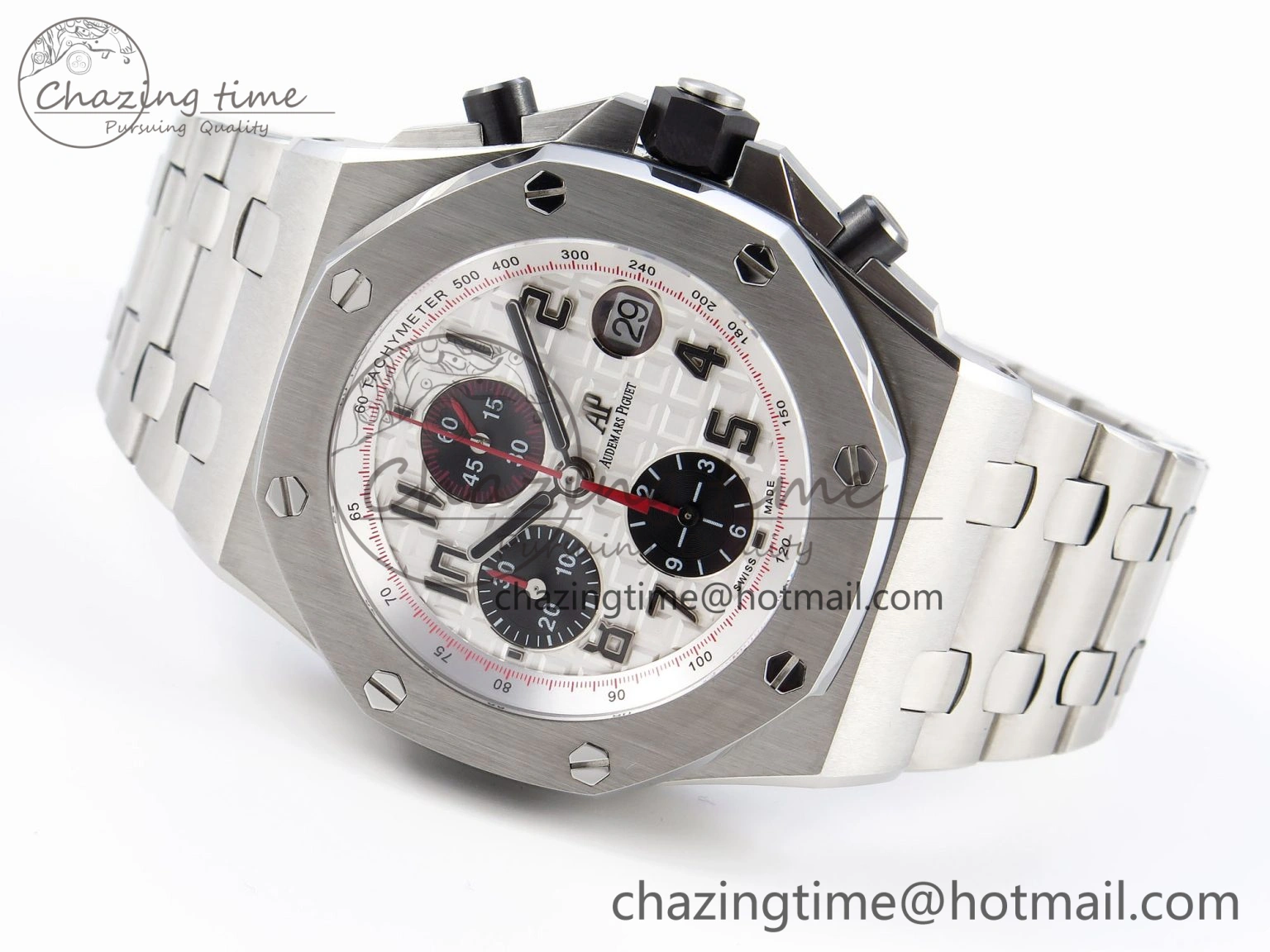 Royal Oak Offshore 42mm SS APF 1:1 Best Edition White Black Dial on SS Bracelet Strap A Contemporary 4536