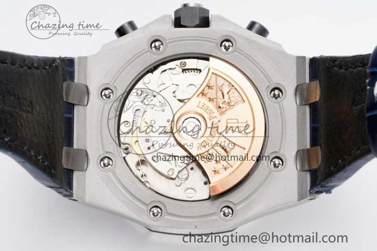 Royal Oak Offshore 42mm SS APF 1:1 Best Edition White Blue Dial on Blue Leather Strap A SportInspired 4616