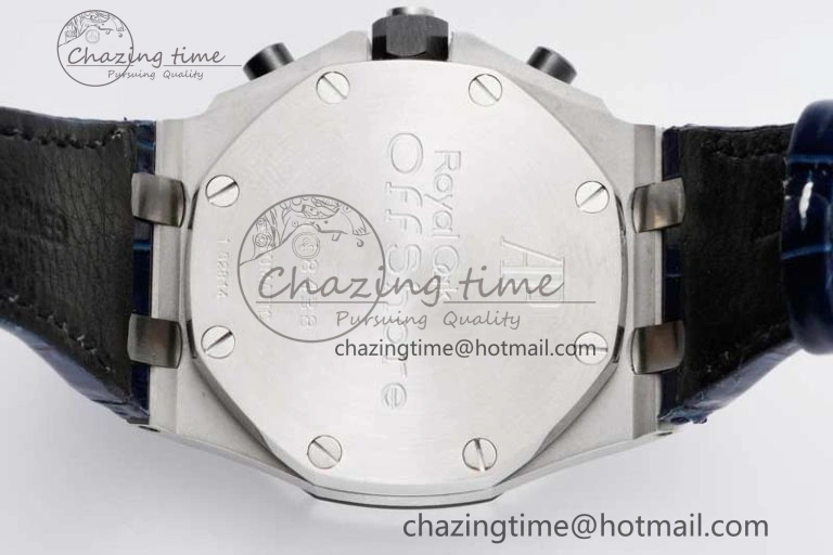 Royal Oak Offshore 42mm SS APF 1:1 Best Edition White Blue Dial on Blue Leather Strap A SportInspired 4616