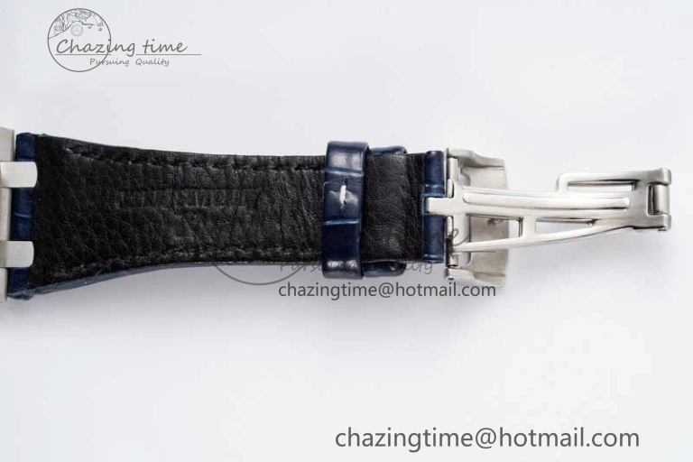 Royal Oak Offshore 42mm SS APF 1:1 Best Edition White Blue Dial on Blue Leather Strap A SportInspired 4616