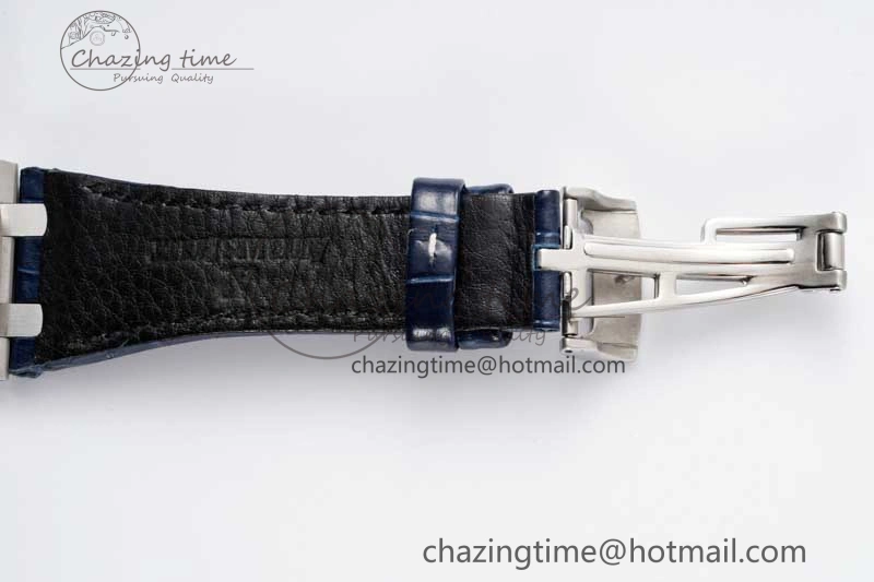 Royal Oak Offshore 42mm SS APF 1:1 Best Edition White Blue Dial on Blue Leather Strap A SportInspired 4616