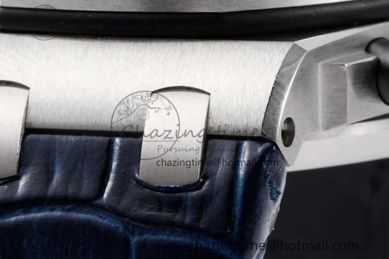 Royal Oak Offshore 42mm SS APF 1:1 Best Edition White Blue Dial on Blue Leather Strap A SportInspired 4616