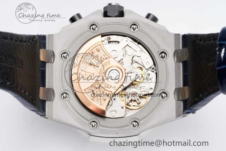 Royal Oak Offshore 42mm SS APF 1:1 Best Edition White Blue Dial on Blue Leather Strap A SportInspired 4616