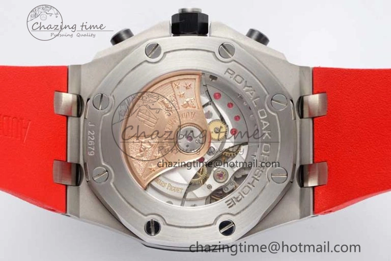 Royal Oak Offshore 42mm SS Black Ceramic Bezel APF 1:1 Best Edition Black Dial on Black Red Rubber Strap A Neat 4712