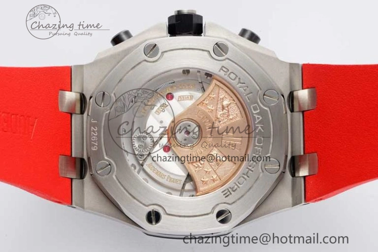 Royal Oak Offshore 42mm SS Black Ceramic Bezel APF 1:1 Best Edition Black Dial on Black Red Rubber Strap A Neat 4712