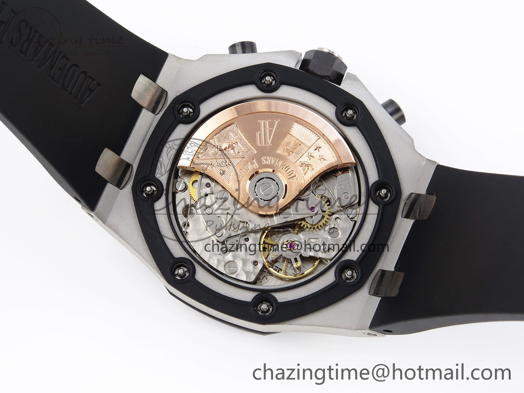 FlexibleFit Royal Oak Offshore 42mm SS Black Ceramic Bezel APF 1:1 Best Edition White Silver Dial on Black Rubber Strap A 4540