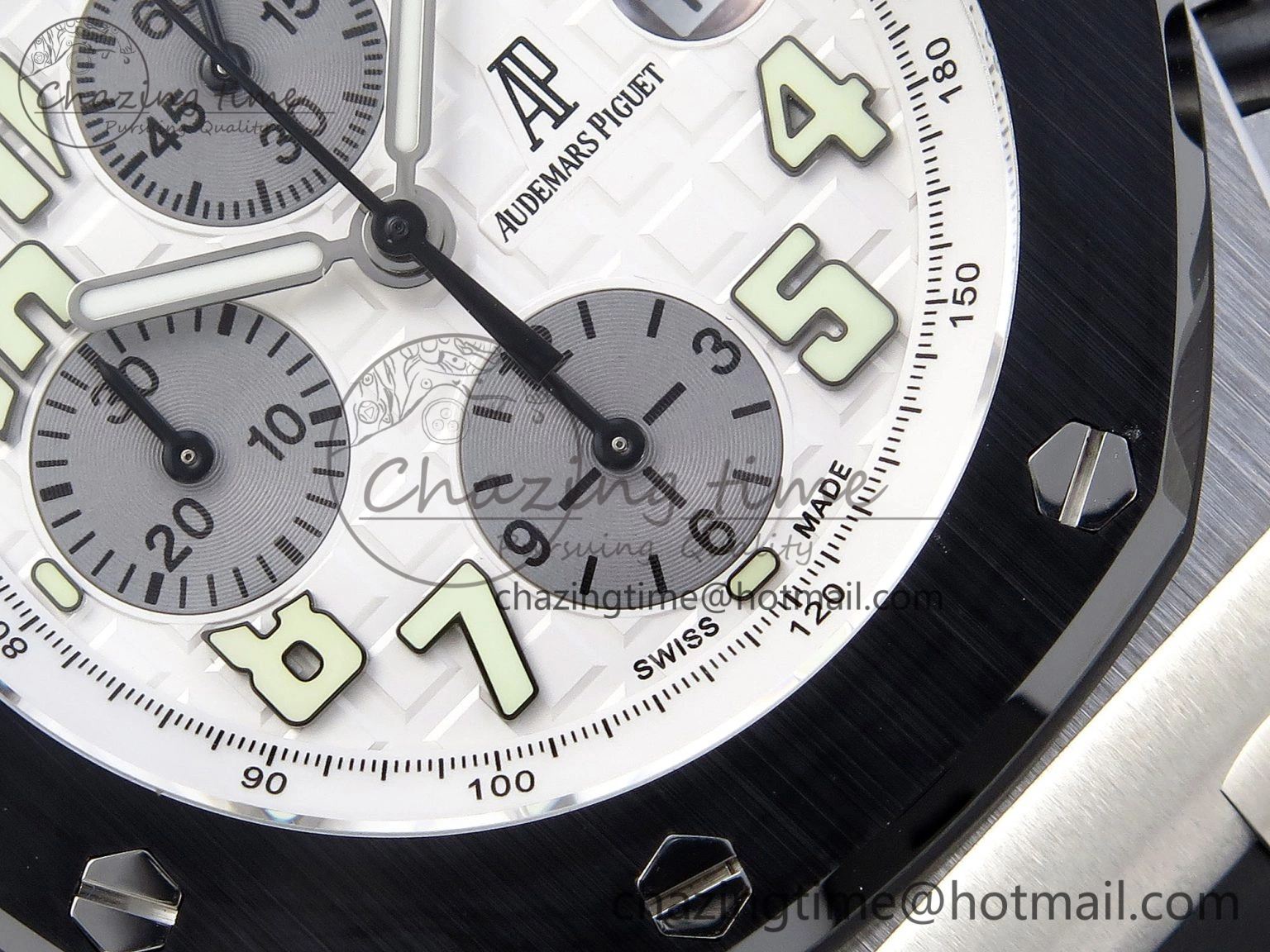 FlexibleFit Royal Oak Offshore 42mm SS Black Ceramic Bezel APF 1:1 Best Edition White Silver Dial on Black Rubber Strap A 4540