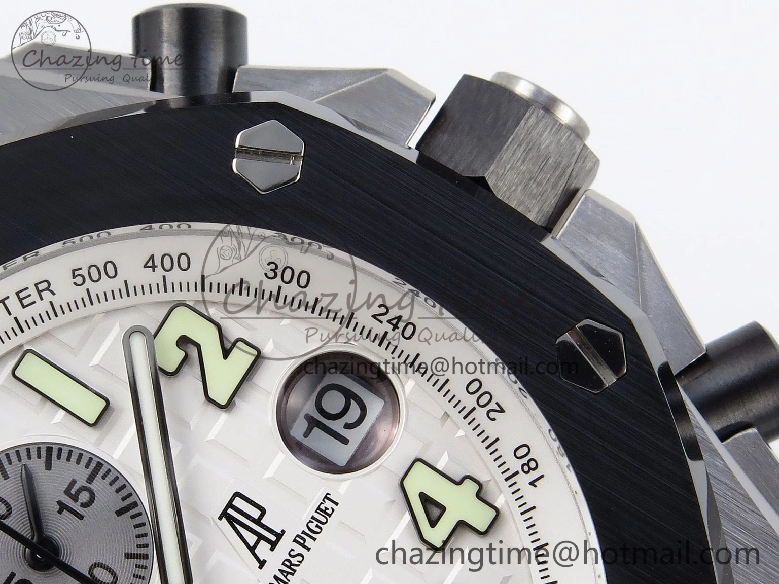 FlexibleFit Royal Oak Offshore 42mm SS Black Ceramic Bezel APF 1:1 Best Edition White Silver Dial on Black Rubber Strap A 4540