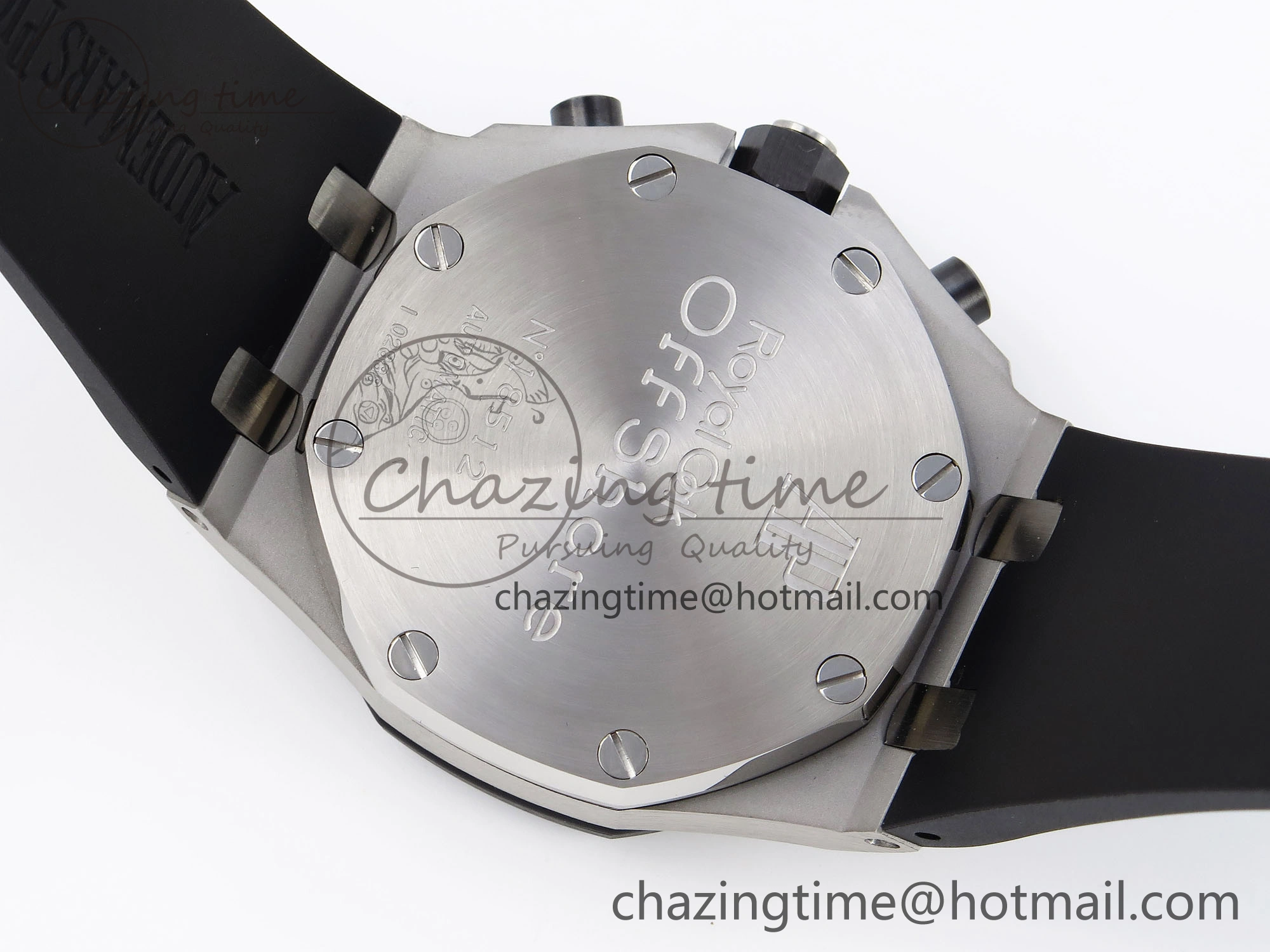 FlexibleFit Royal Oak Offshore 42mm SS Black Ceramic Bezel APF 1:1 Best Edition White Silver Dial on Black Rubber Strap A 4540