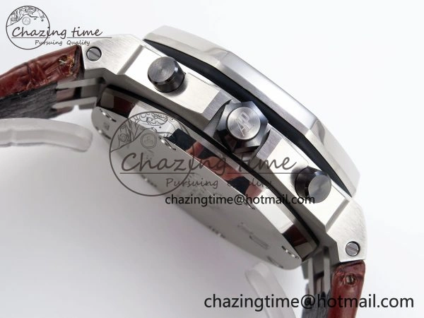 TechFriendly Royal Oak Offshore 42mm Safari SS APF 1:1 Best Edition White Dial on Brown Leather Strap A 4527