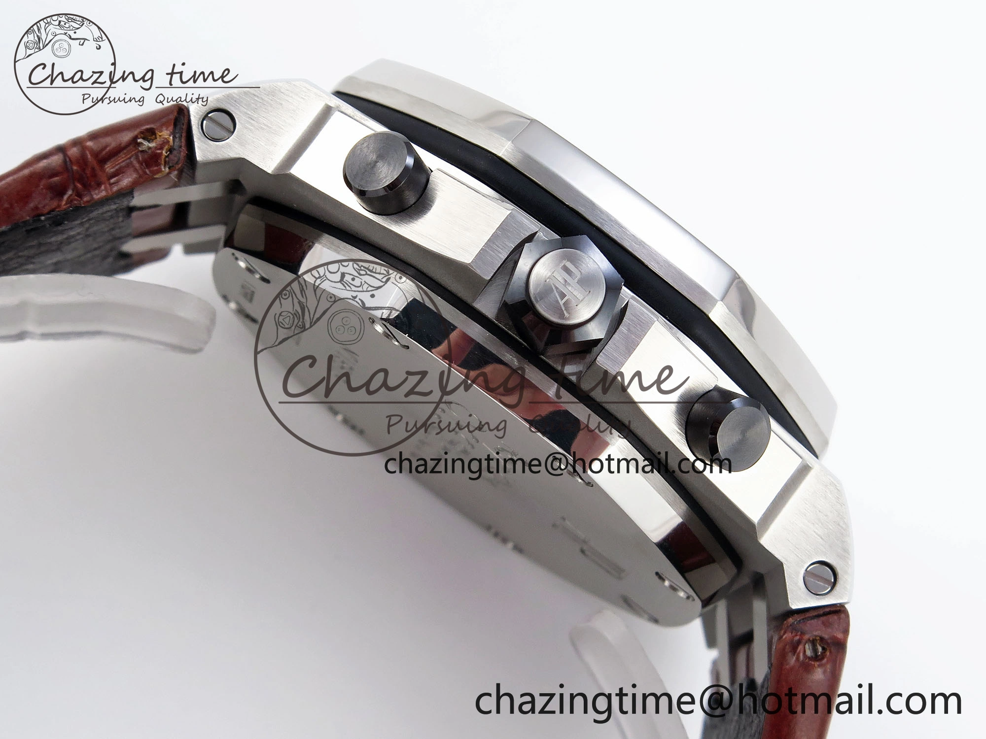 TechFriendly Royal Oak Offshore 42mm Safari SS APF 1:1 Best Edition White Dial on Brown Leather Strap A 4527