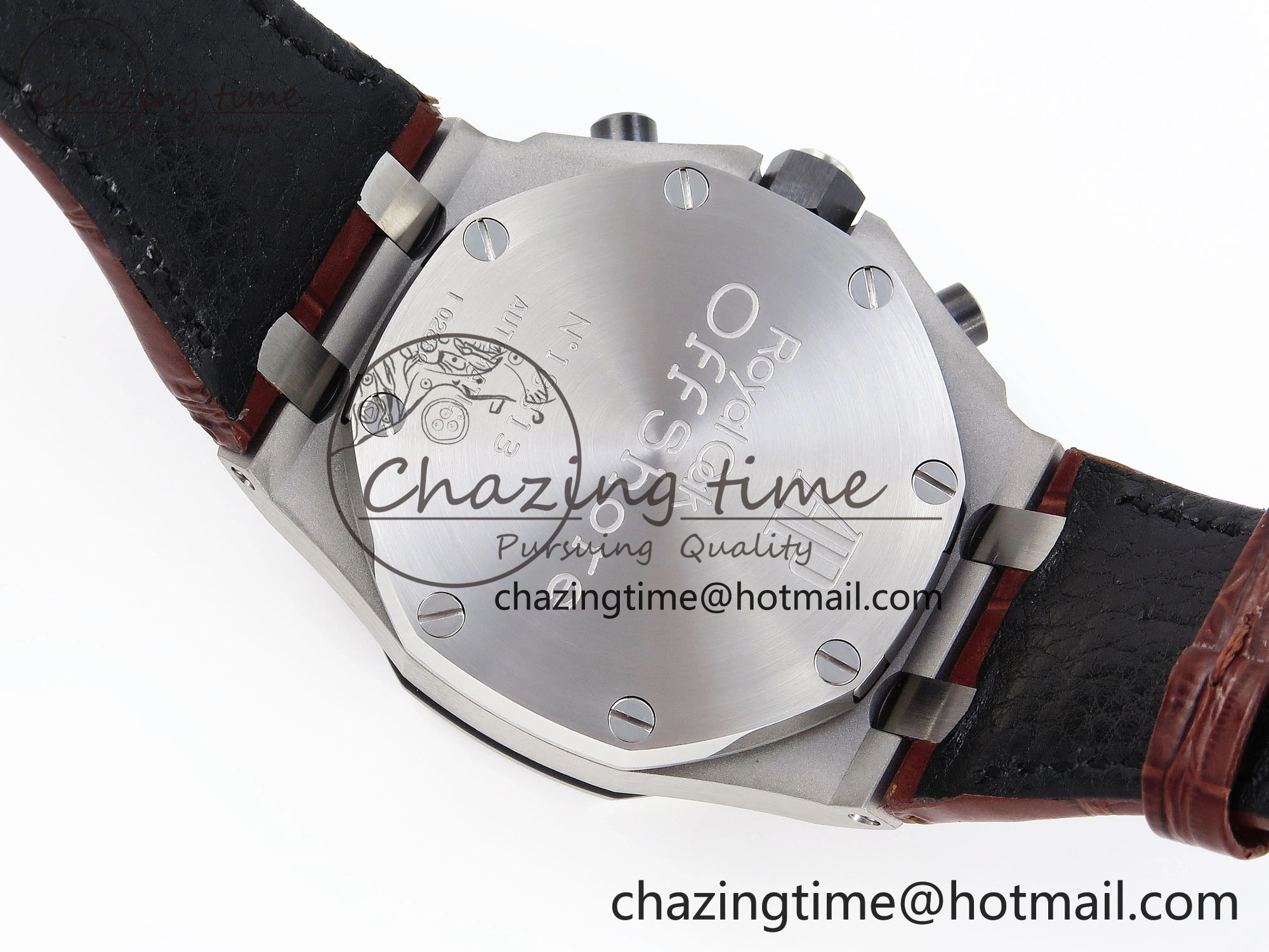 TechFriendly Royal Oak Offshore 42mm Safari SS APF 1:1 Best Edition White Dial on Brown Leather Strap A 4527