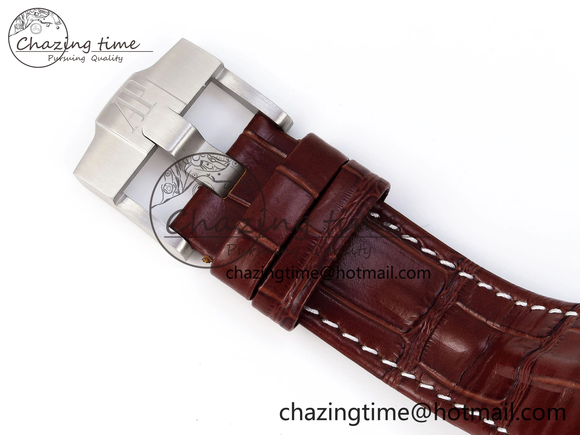 TechFriendly Royal Oak Offshore 42mm Safari SS APF 1:1 Best Edition White Dial on Brown Leather Strap A 4527