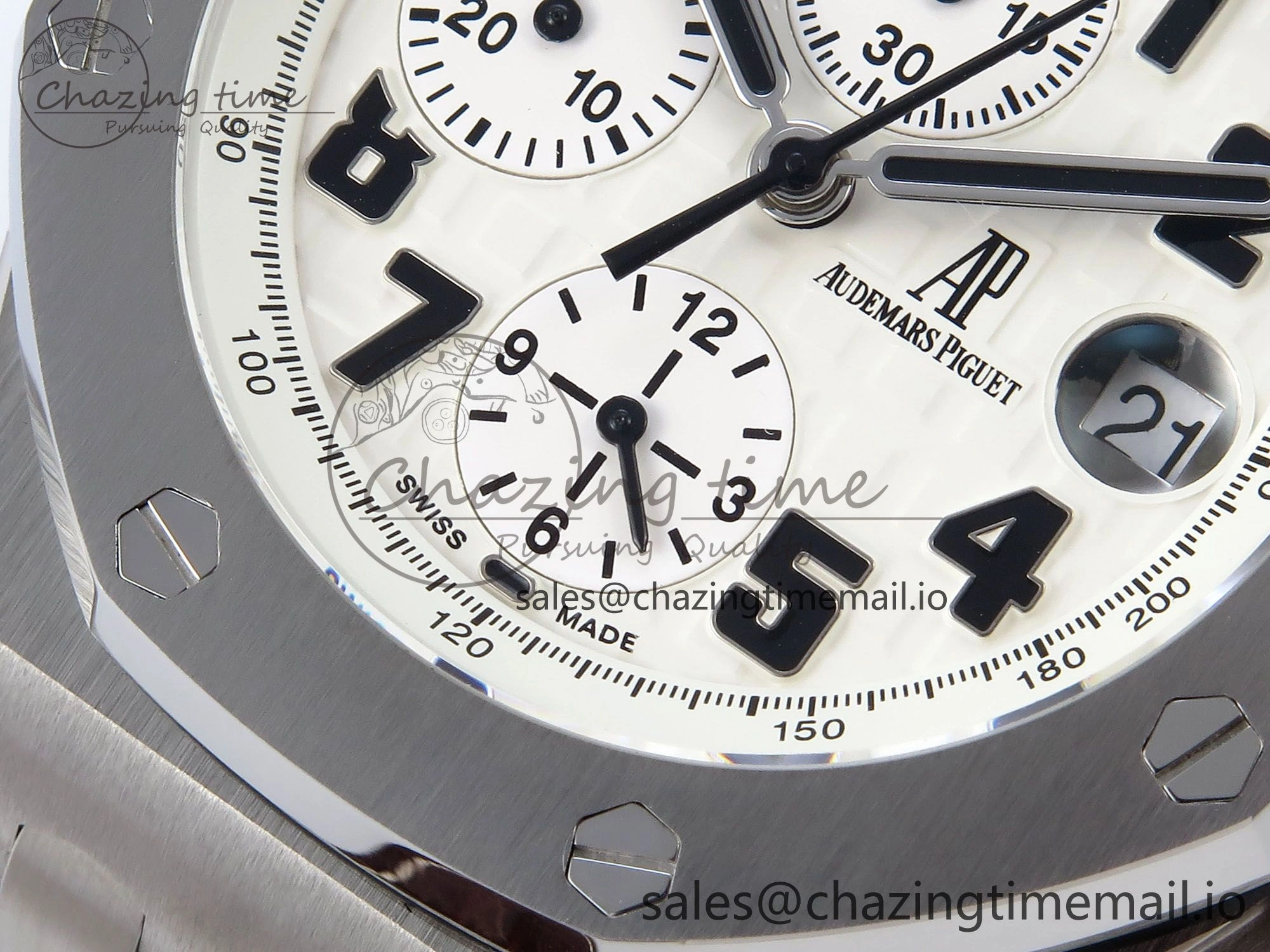 EyeCatching Royal Oak Offshore 42mm Safari TKF Best Edition White Dial on Brown Leather Strap A 4354