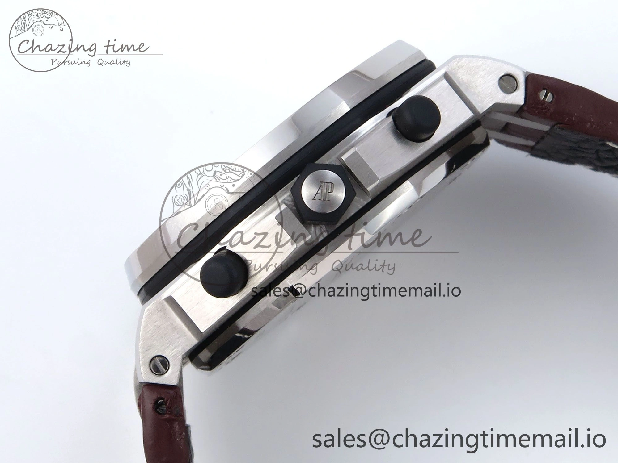 EyeCatching Royal Oak Offshore 42mm Safari TKF Best Edition White Dial on Brown Leather Strap A 4354