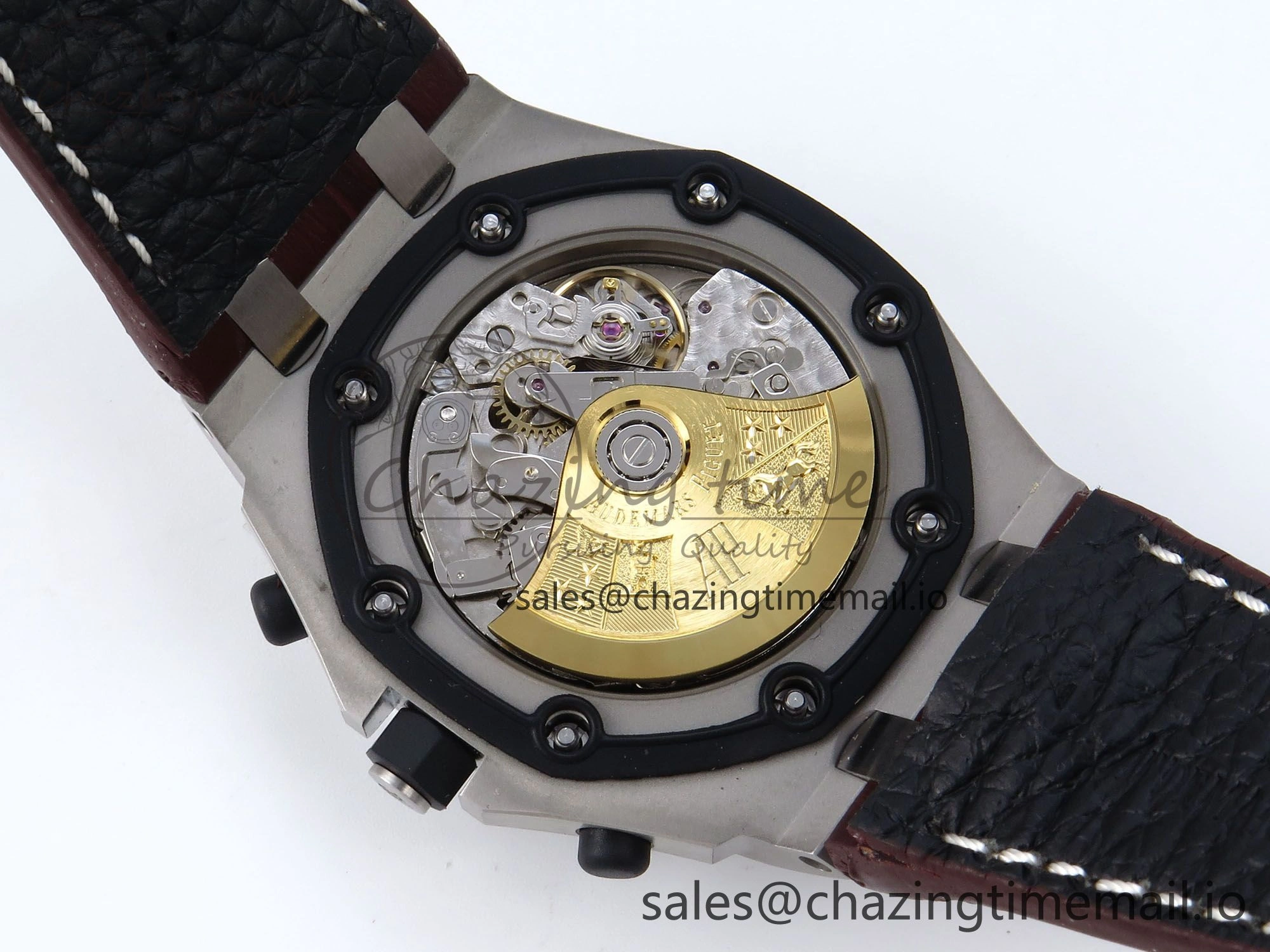 EyeCatching Royal Oak Offshore 42mm Safari TKF Best Edition White Dial on Brown Leather Strap A 4354