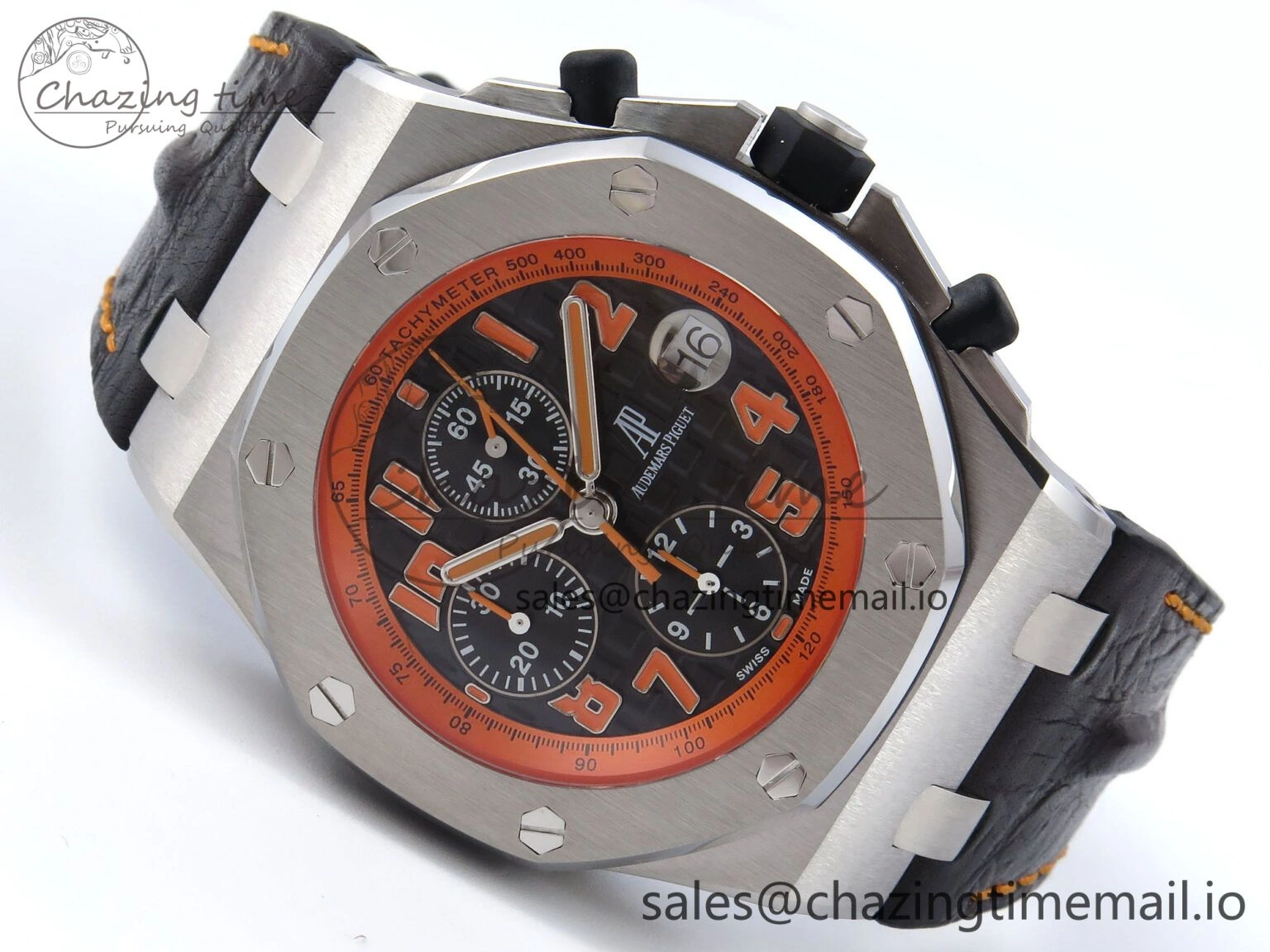 Royal Oak Offshore 42mm Volcano TKF Best Edition Black Dial on Black Leather Strap A Affordable 4353