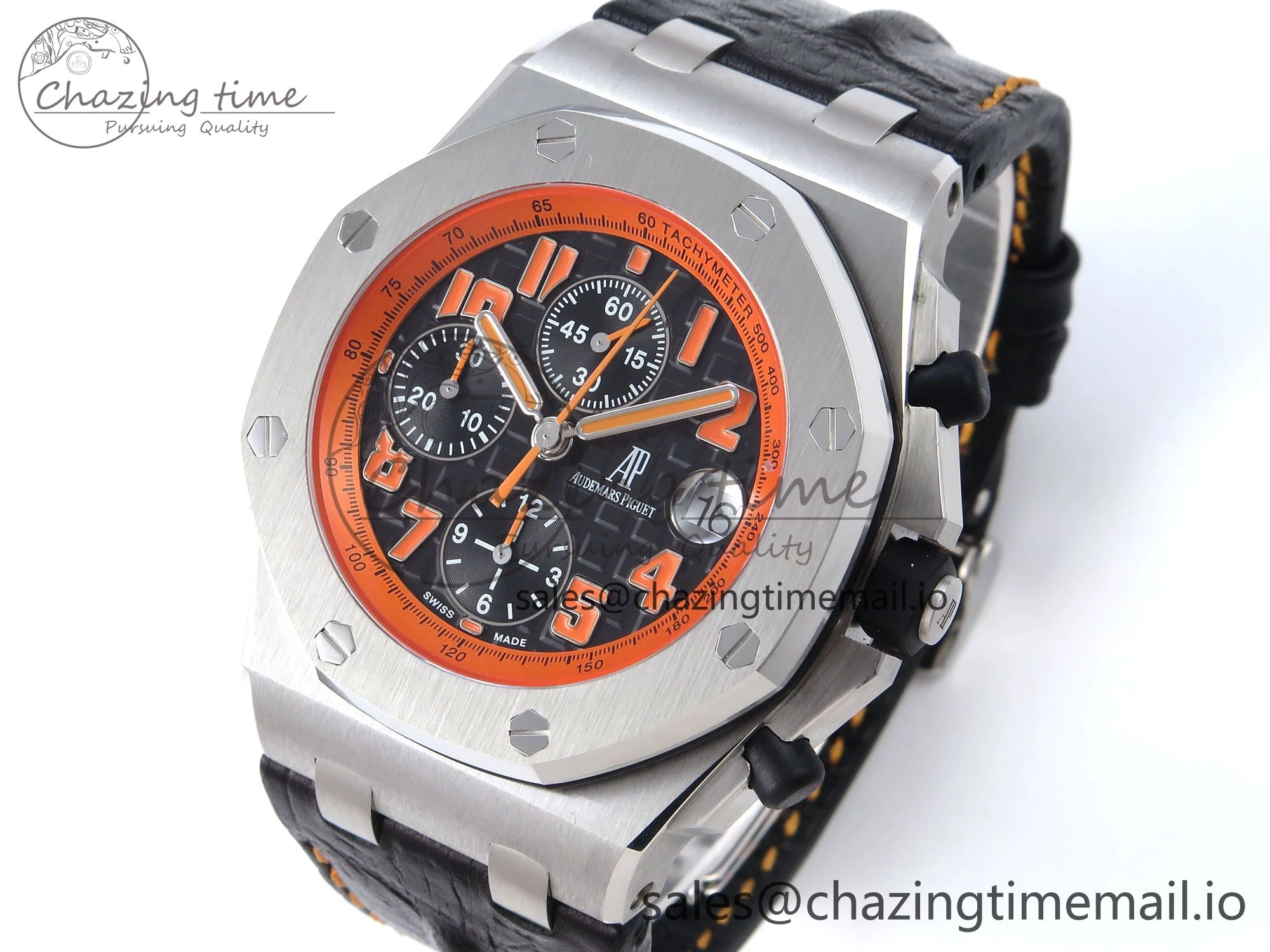 Royal Oak Offshore 42mm Volcano TKF Best Edition Black Dial on Black Leather Strap A Affordable 4353