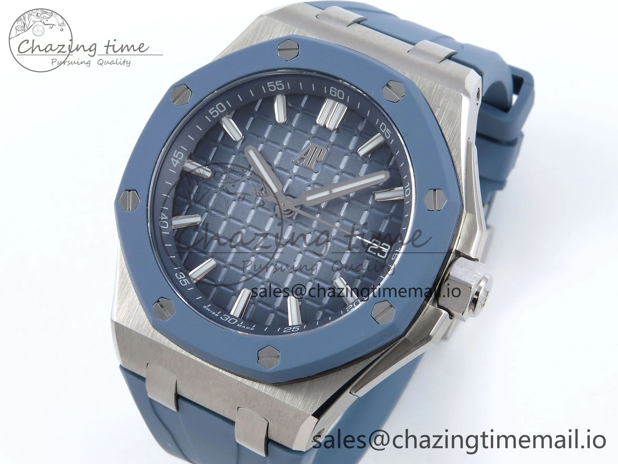 Royal Oak Offshore 43mm 15605SK APPF Best Edition Titanium Blue Dial on Blue Rubber Strap SA SunProtective 4277