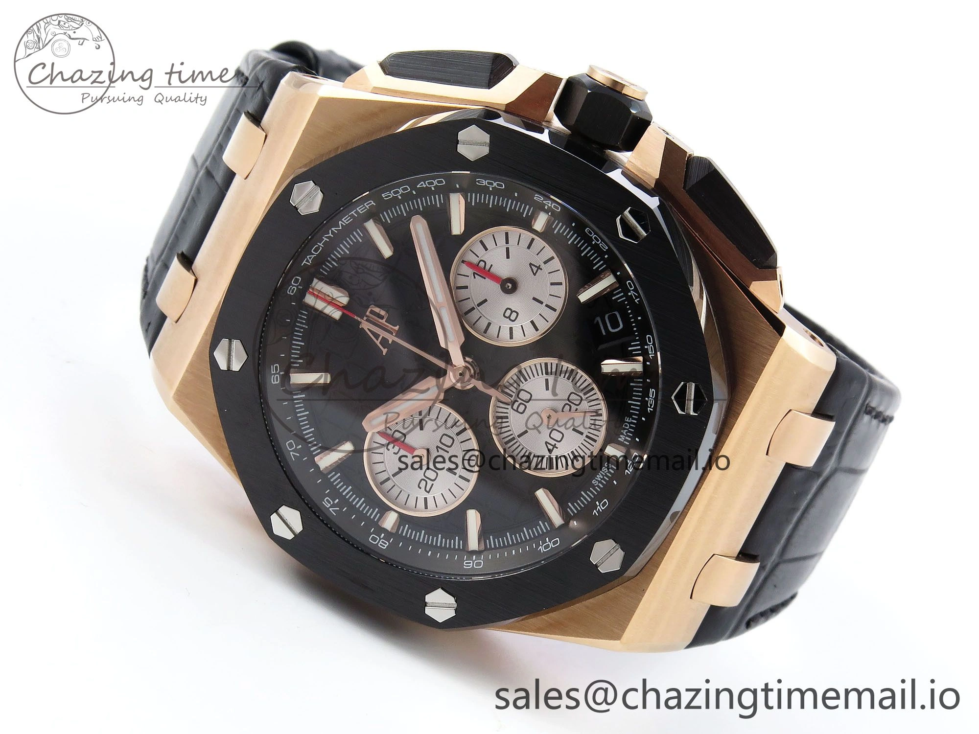 Fashionable Royal Oak Offshore 43mm 26420ro RG APPF Best Edition Black Dial on Black Leather Strap A 4407