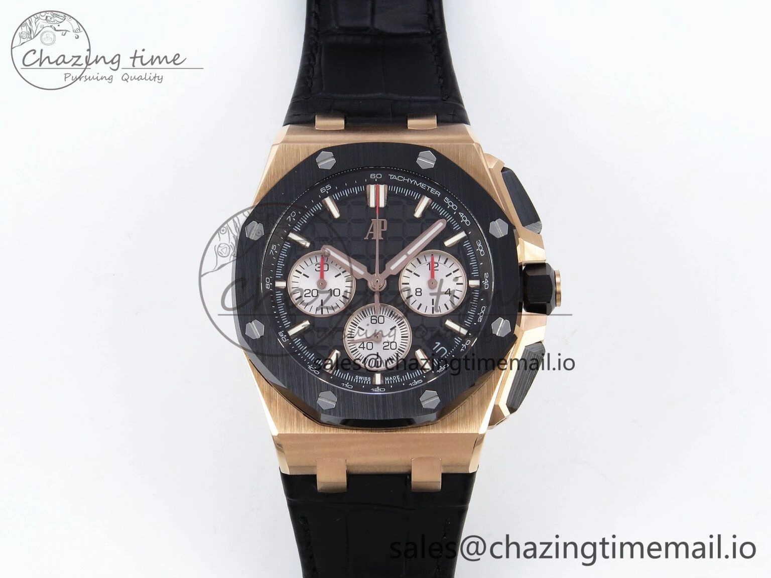 Fashionable Royal Oak Offshore 43mm 26420ro RG APPF Best Edition Black Dial on Black Leather Strap A 4407
