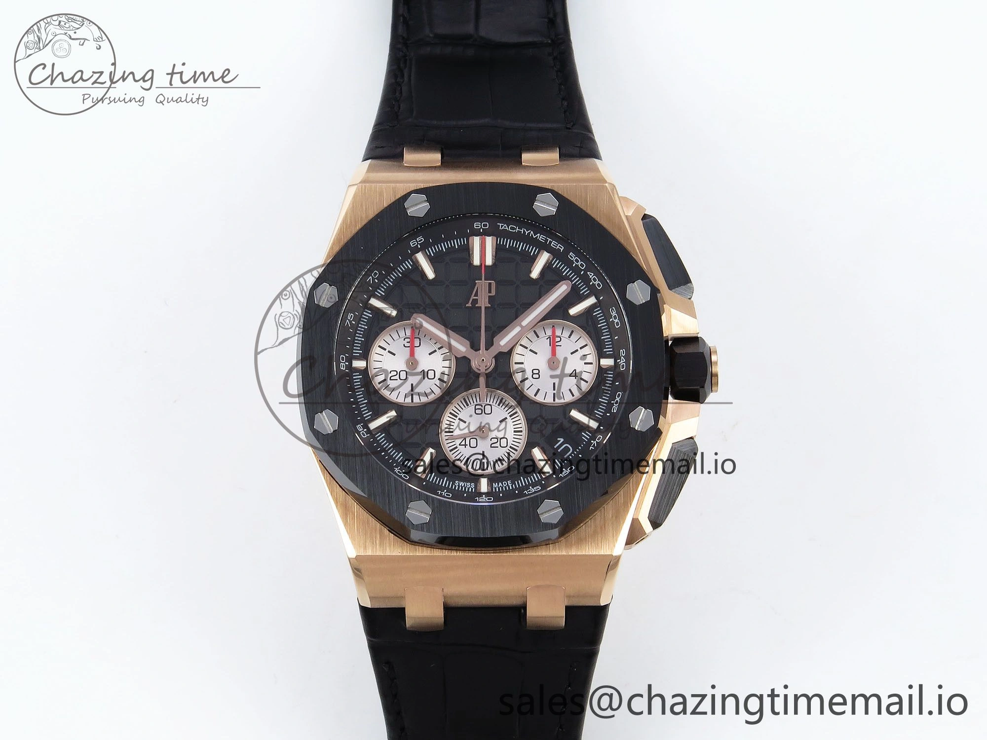 Fashionable Royal Oak Offshore 43mm 26420ro RG APPF Best Edition Black Dial on Black Leather Strap A 4407