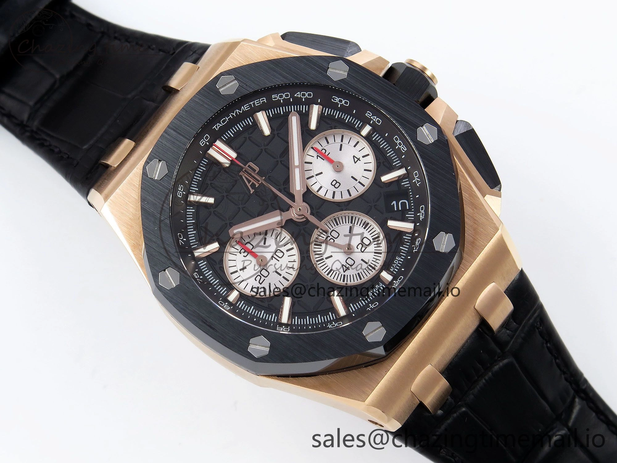 Fashionable Royal Oak Offshore 43mm 26420ro RG APPF Best Edition Black Dial on Black Leather Strap A 4407