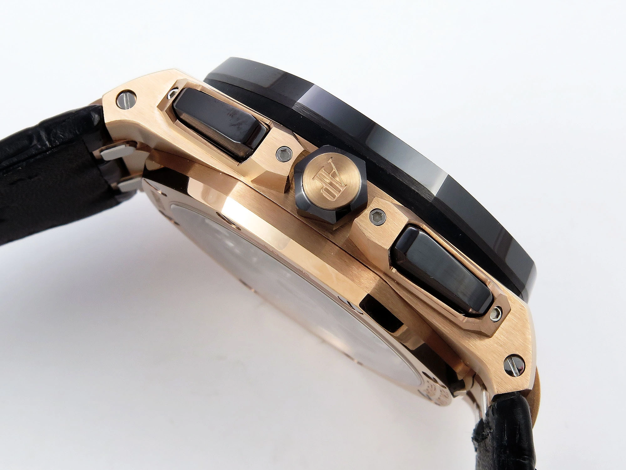 Fashionable Royal Oak Offshore 43mm 26420ro RG APPF Best Edition Black Dial on Black Leather Strap A 4407