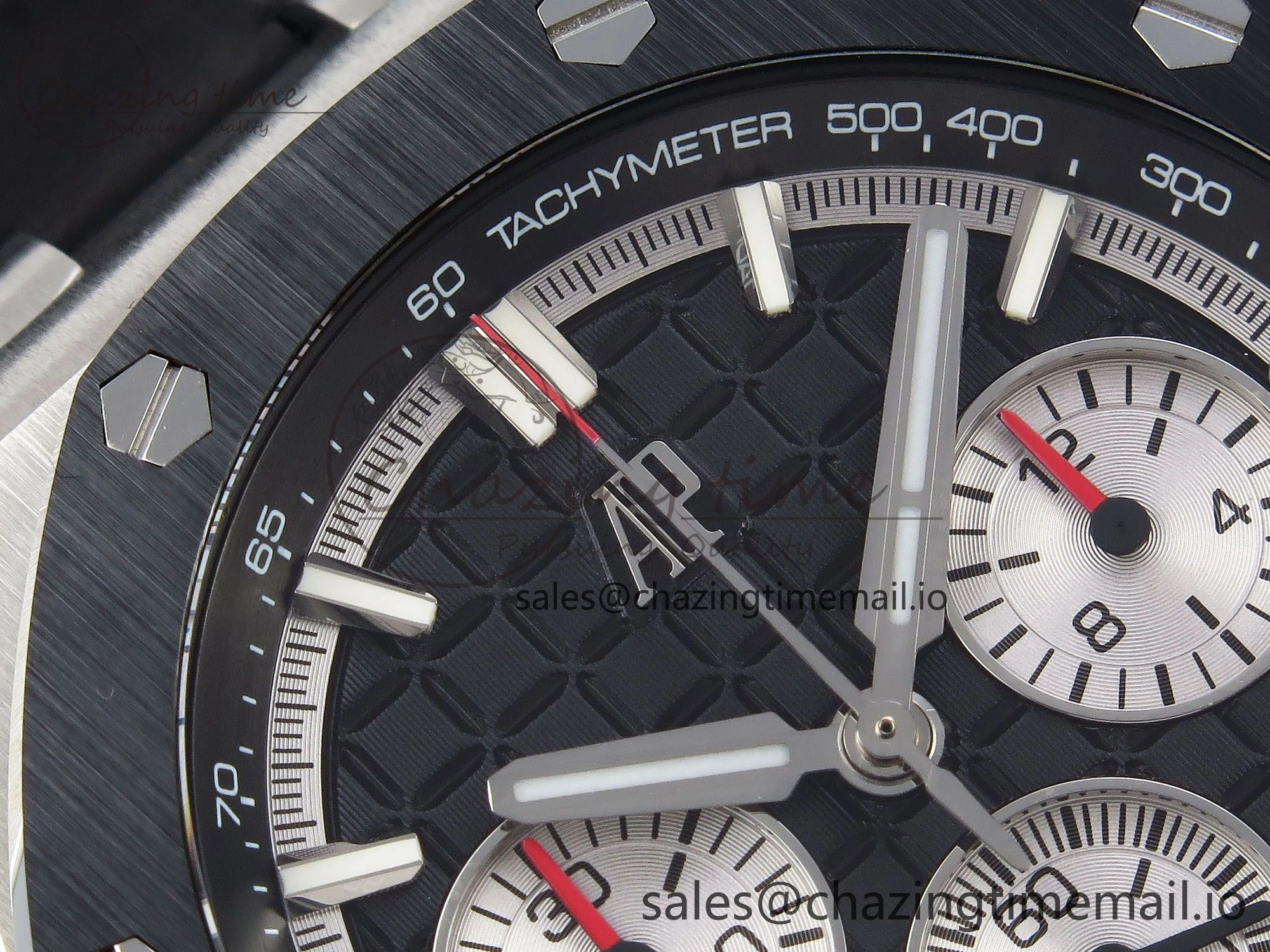 Sporty Royal Oak Offshore 43mm 26420so SS APPF Best Edition Black Dial on Black Leather Strap A 4410