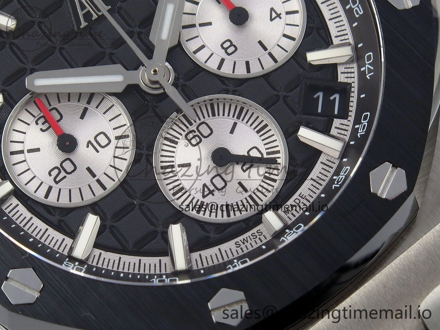 Sporty Royal Oak Offshore 43mm 26420so SS APPF Best Edition Black Dial on Black Leather Strap A 4410