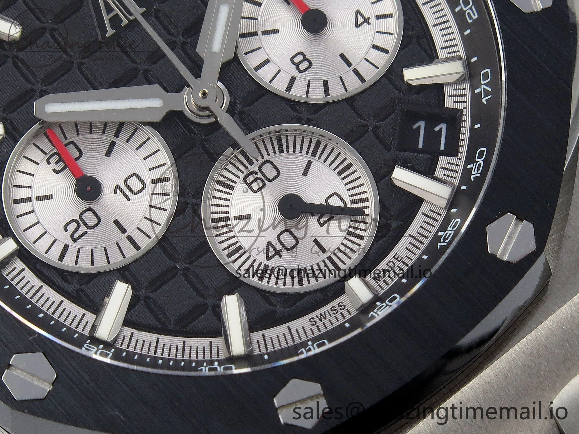 Sporty Royal Oak Offshore 43mm 26420so SS APPF Best Edition Black Dial on Black Leather Strap A 4410