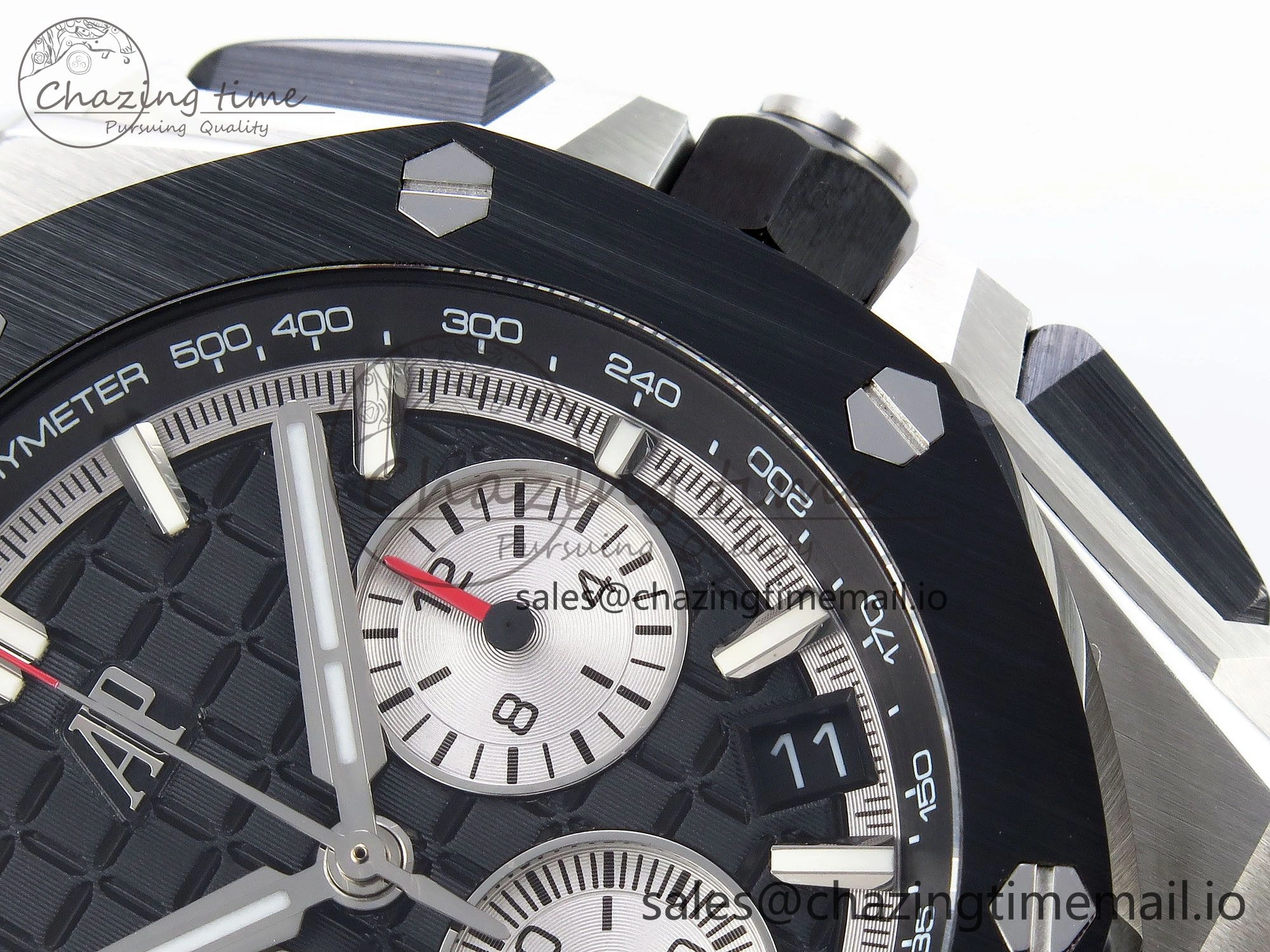 Sporty Royal Oak Offshore 43mm 26420so SS APPF Best Edition Black Dial on Black Leather Strap A 4410