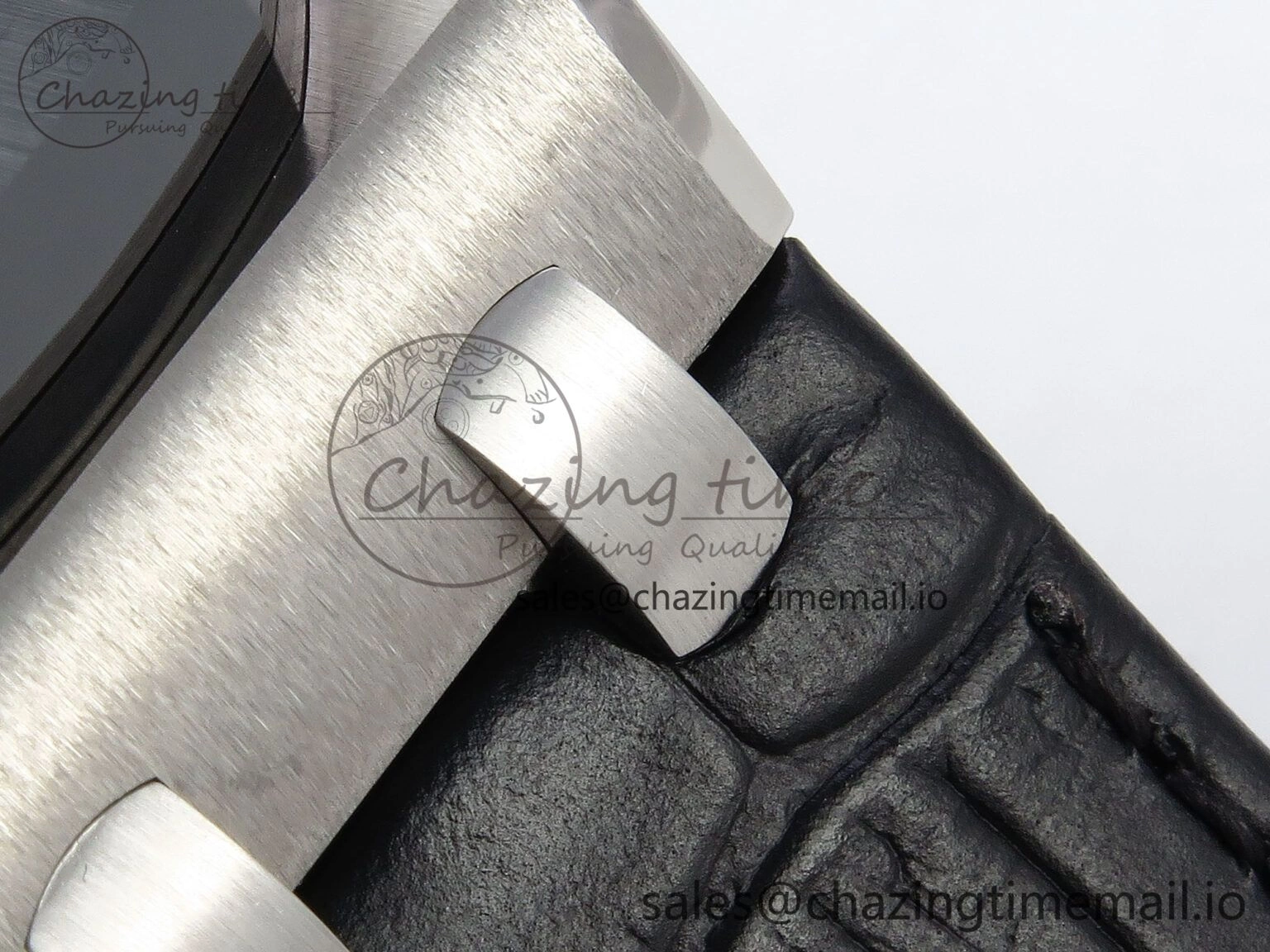 Sporty Royal Oak Offshore 43mm 26420so SS APPF Best Edition Black Dial on Black Leather Strap A 4410