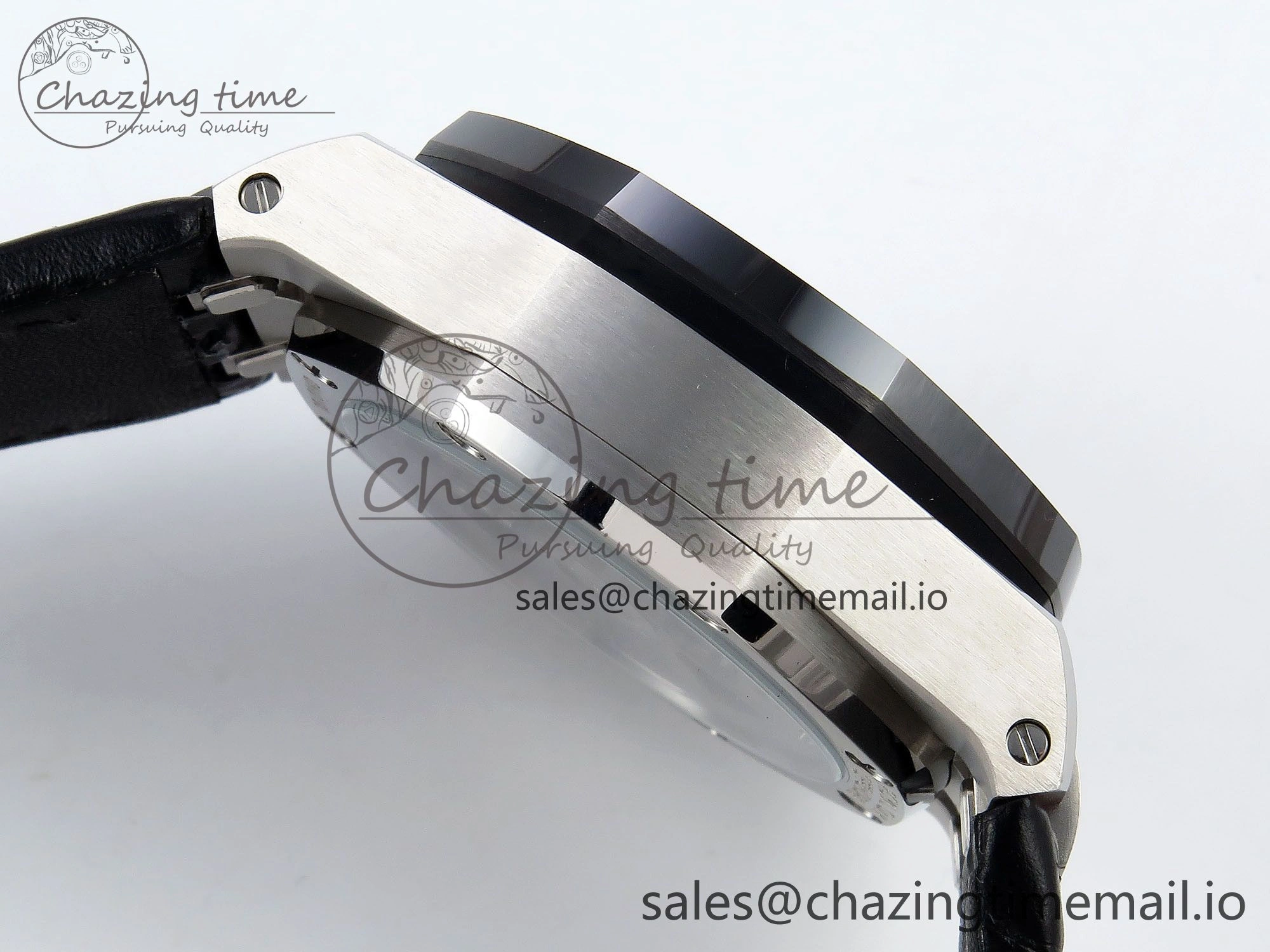 Sporty Royal Oak Offshore 43mm 26420so SS APPF Best Edition Black Dial on Black Leather Strap A 4410