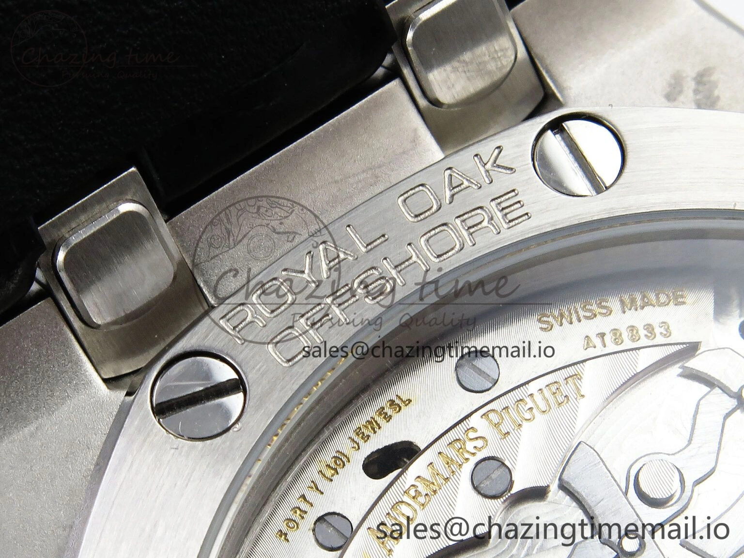 Sporty Royal Oak Offshore 43mm 26420so SS APPF Best Edition Black Dial on Black Leather Strap A 4410