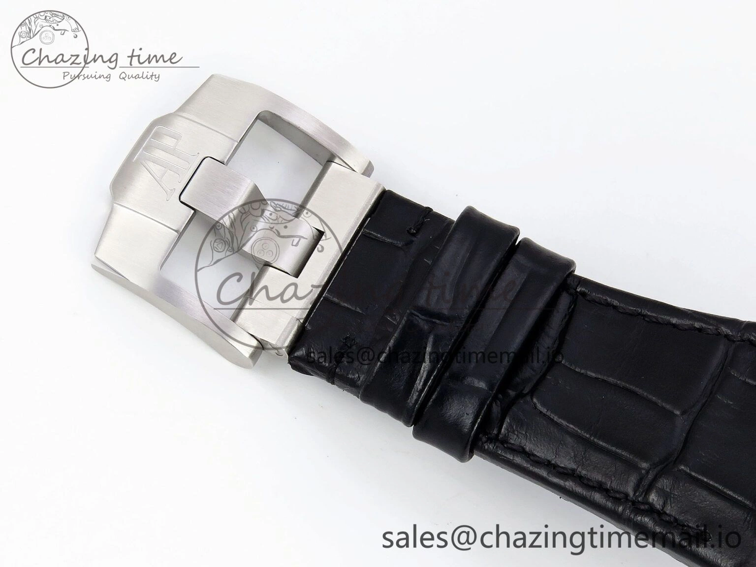 Sporty Royal Oak Offshore 43mm 26420so SS APPF Best Edition Black Dial on Black Leather Strap A 4410